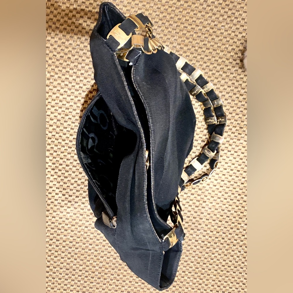 Salvatore Ferragamo Canvas Black Chain Strap Bag - Picture 7 of 17